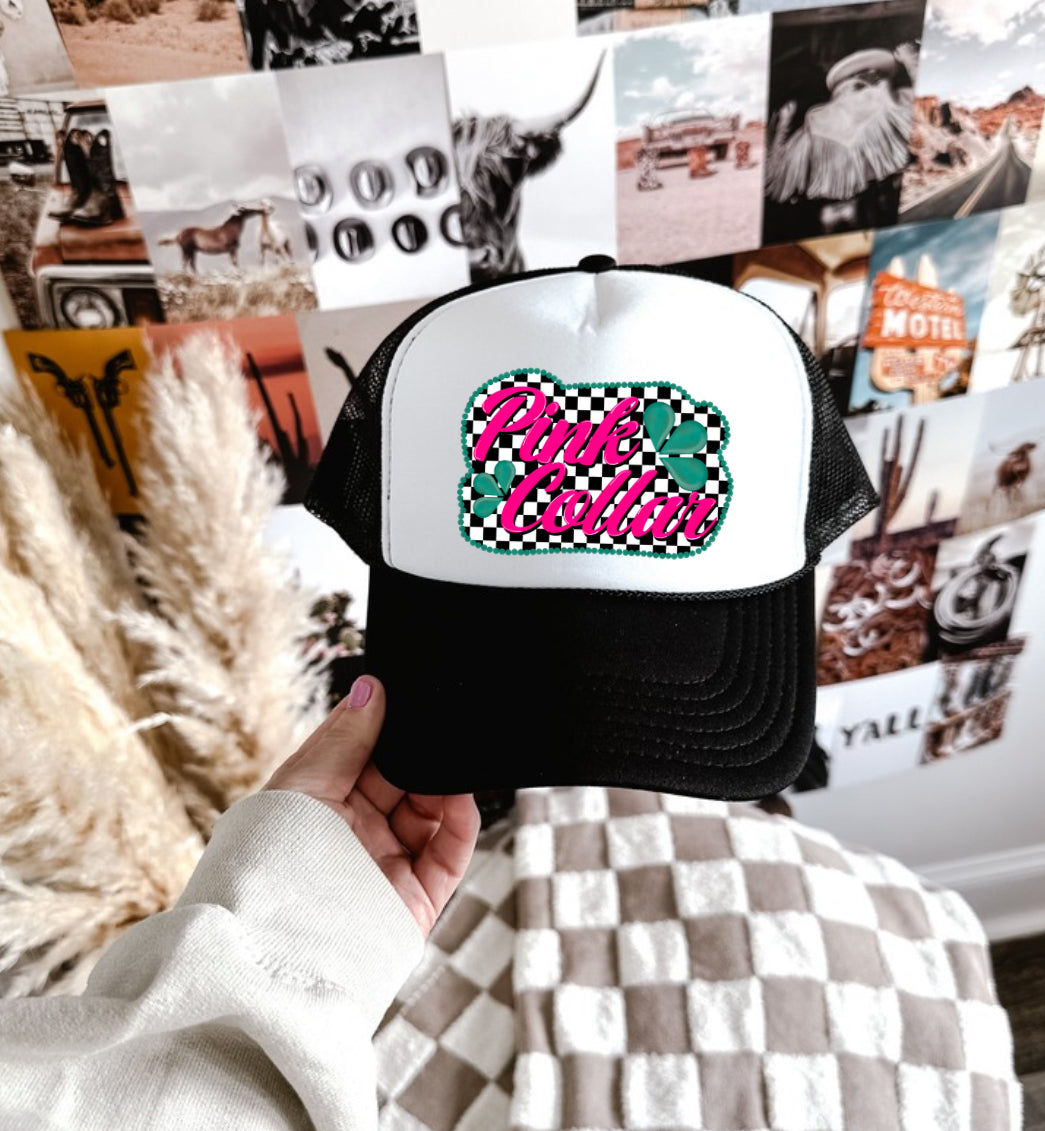 Pink Collar Trucker Hat