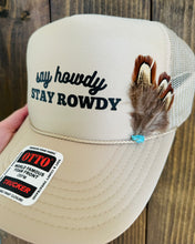 Load image into Gallery viewer, Say Howdy Feather Trucker Hat
