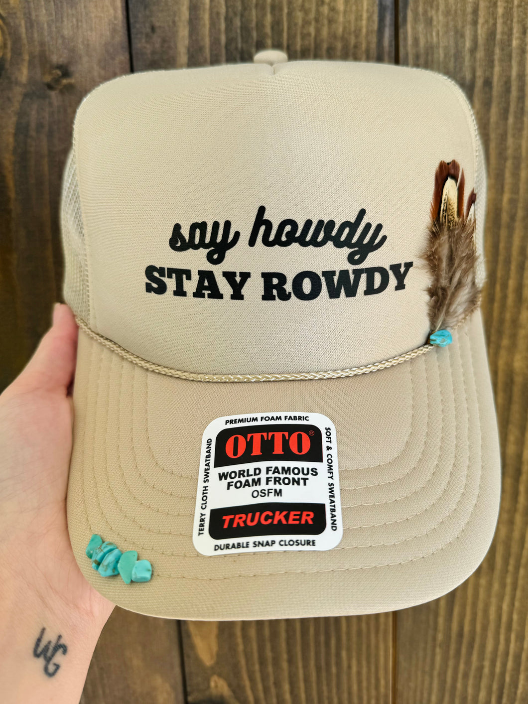 Say Howdy Feather Trucker Hat