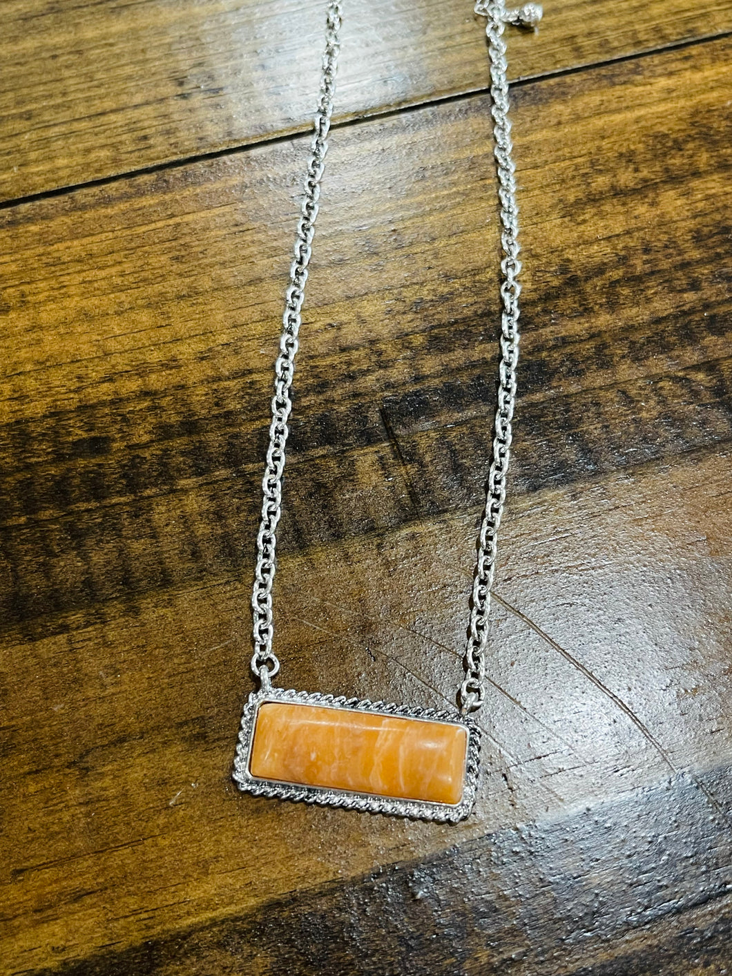 Orange Marble Bar Necklace