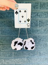 Load image into Gallery viewer, Cow Print Pom Earrings
