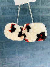 Load image into Gallery viewer, Cow Print Pom Earrings
