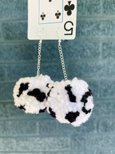 Load image into Gallery viewer, Cow Print Pom Earrings
