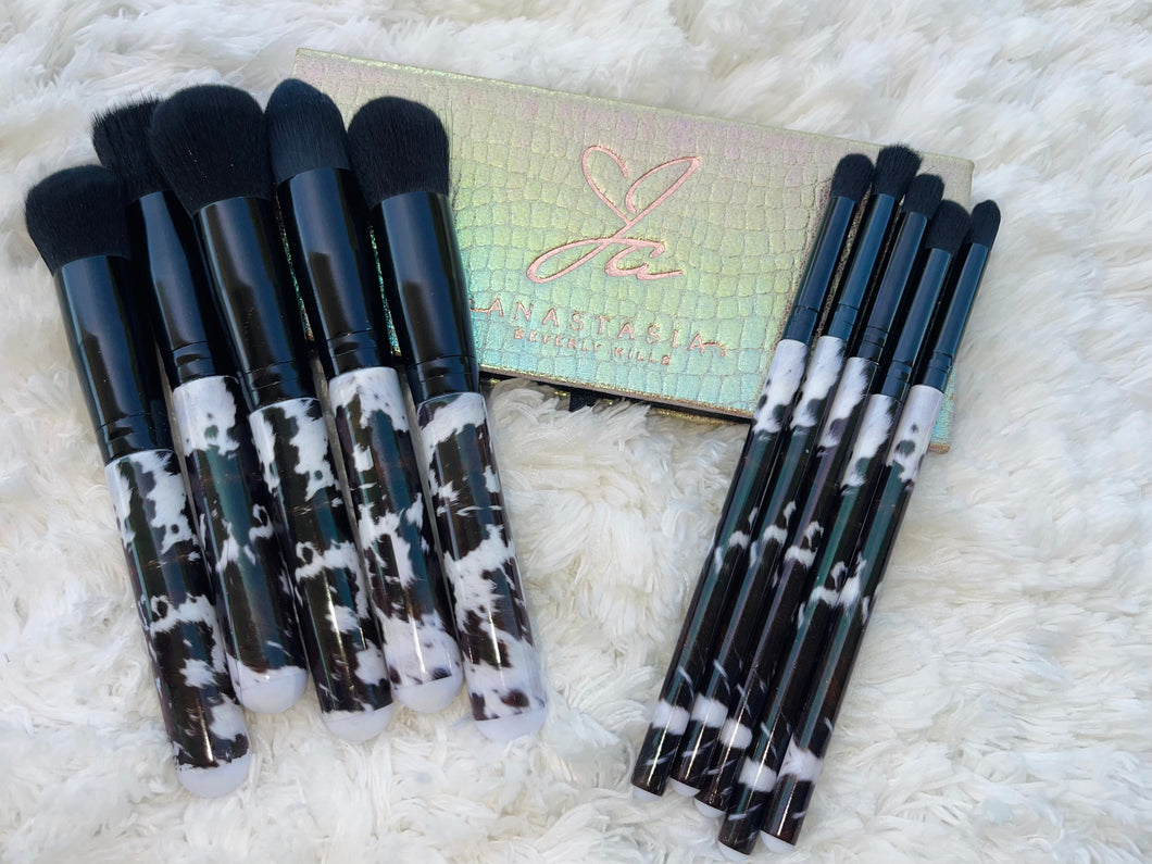 Cow Print Makeup Brush Set