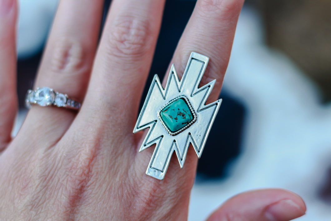 Aztec Stone Adjustable Ring